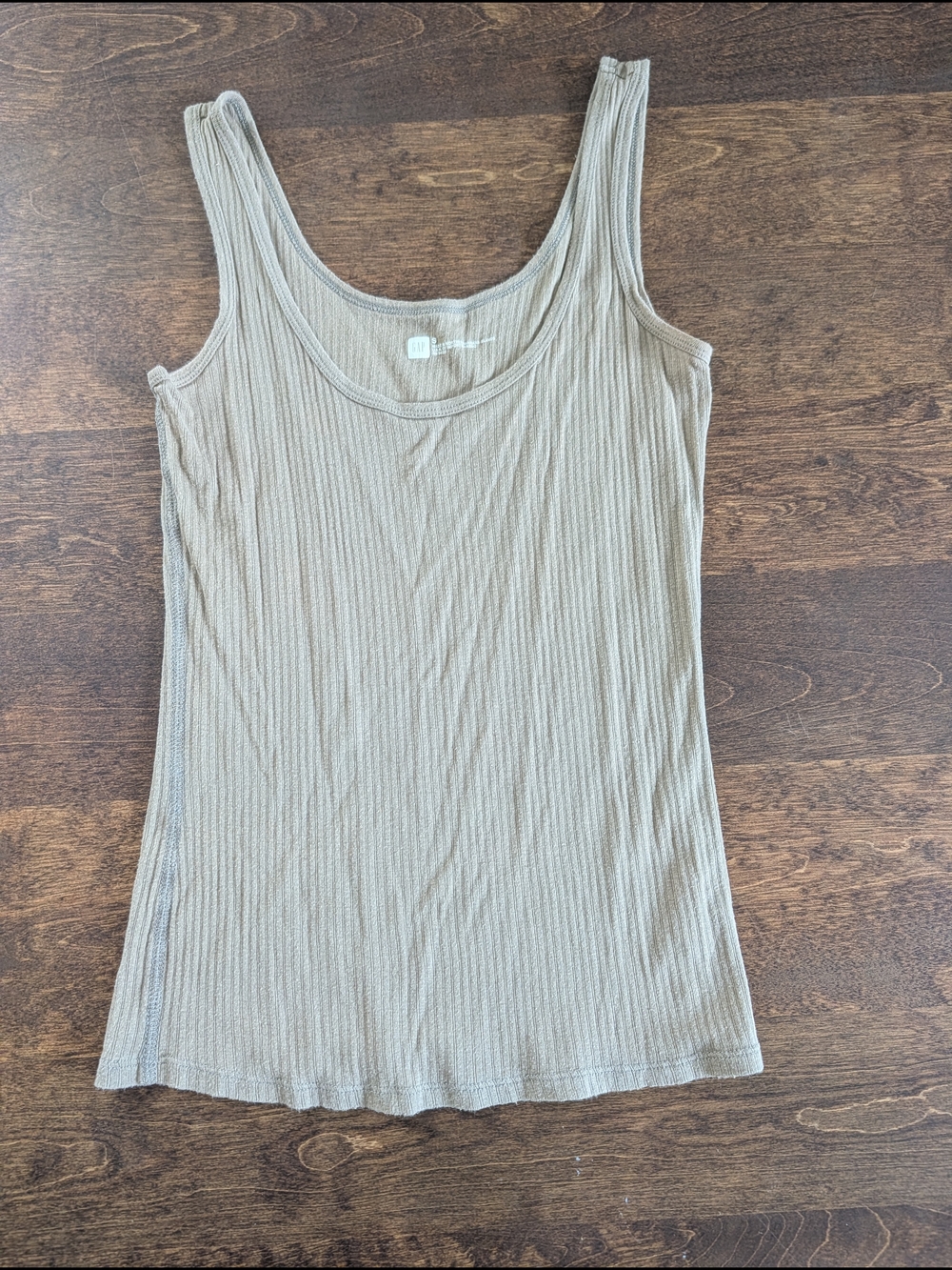 GAP Ribbed Scoop Tank Top - Beige Taupe